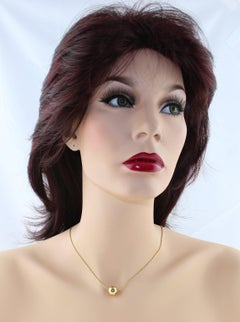 0.40 Carat Blue Sapphire Sphere Ball Gold Necklace