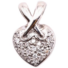 0.40 Carat Diamond 10 Karat White Gold Pave Heart Pendant 0.40 Carat Diamond 10 Karat White Gold Pave Heart Pendant