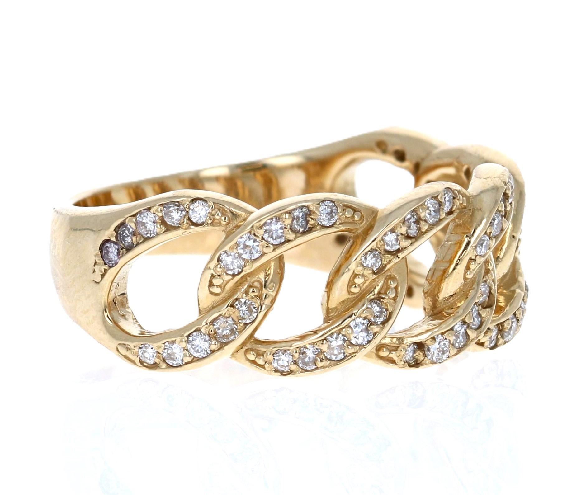 Contemporary 0.40 Carat Diamond 14 Karat Yellow Gold Band For Sale