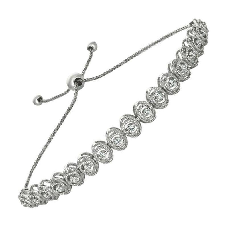 0.40 Carat Diamond Bolo Bracelet G SI 14K White Gold For Sale