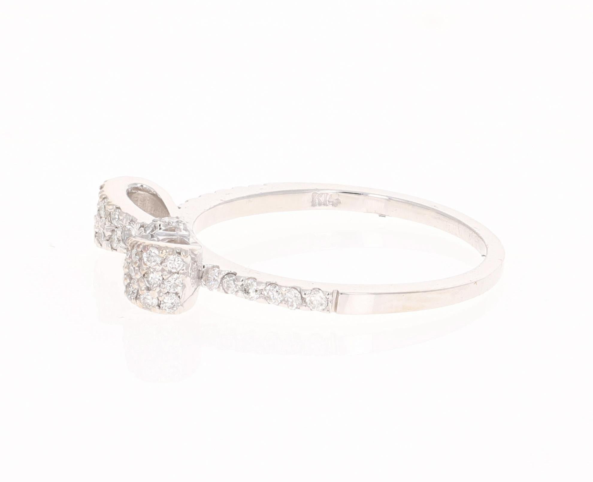 Contemporary 0.40 Carat Diamond Bow White Gold Band For Sale