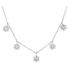 Collier à cinq fleurs en or 14 carats avec diamants de 0,40 carat