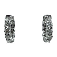Boucles d'oreilles Huggie en or blanc 14 carats et diamant de 0,40 carat