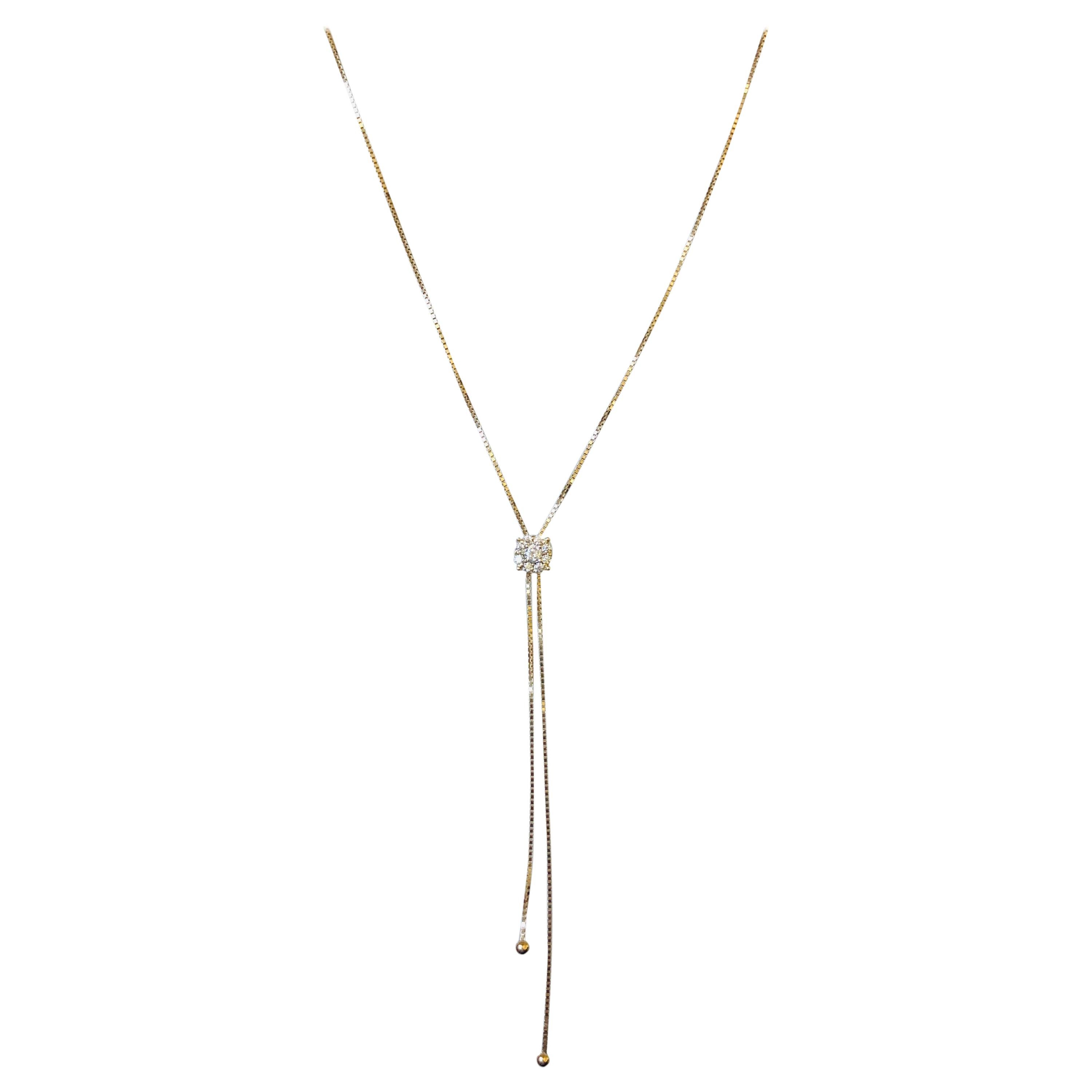 Diamond Lariat Style Necklace in 14 Karat Yellow Gold For Sale