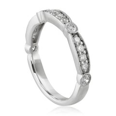 0.40 Carat Diamond Milgrain Wedding Gold Half Band Ring