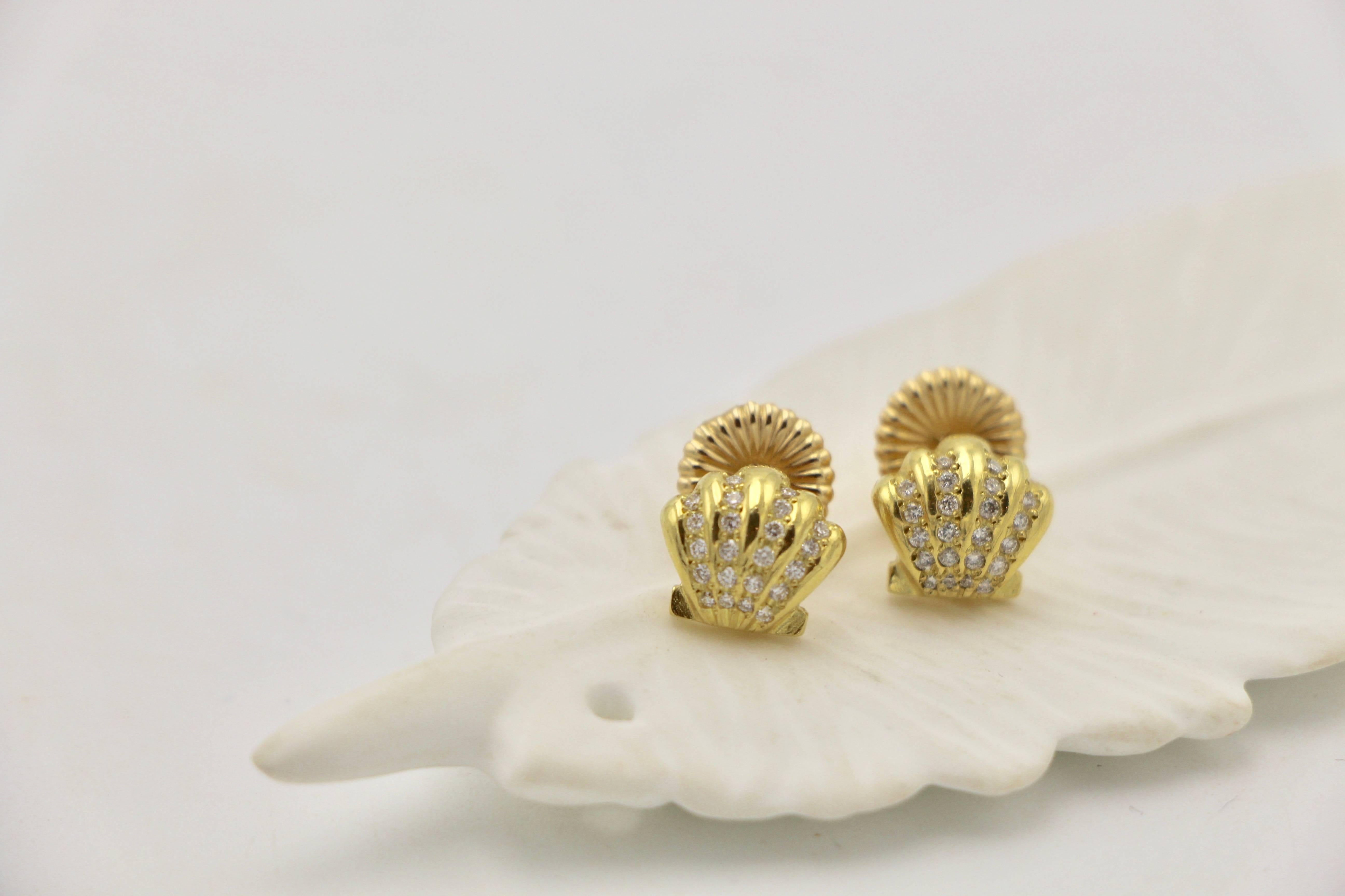 gold scallop shell earrings