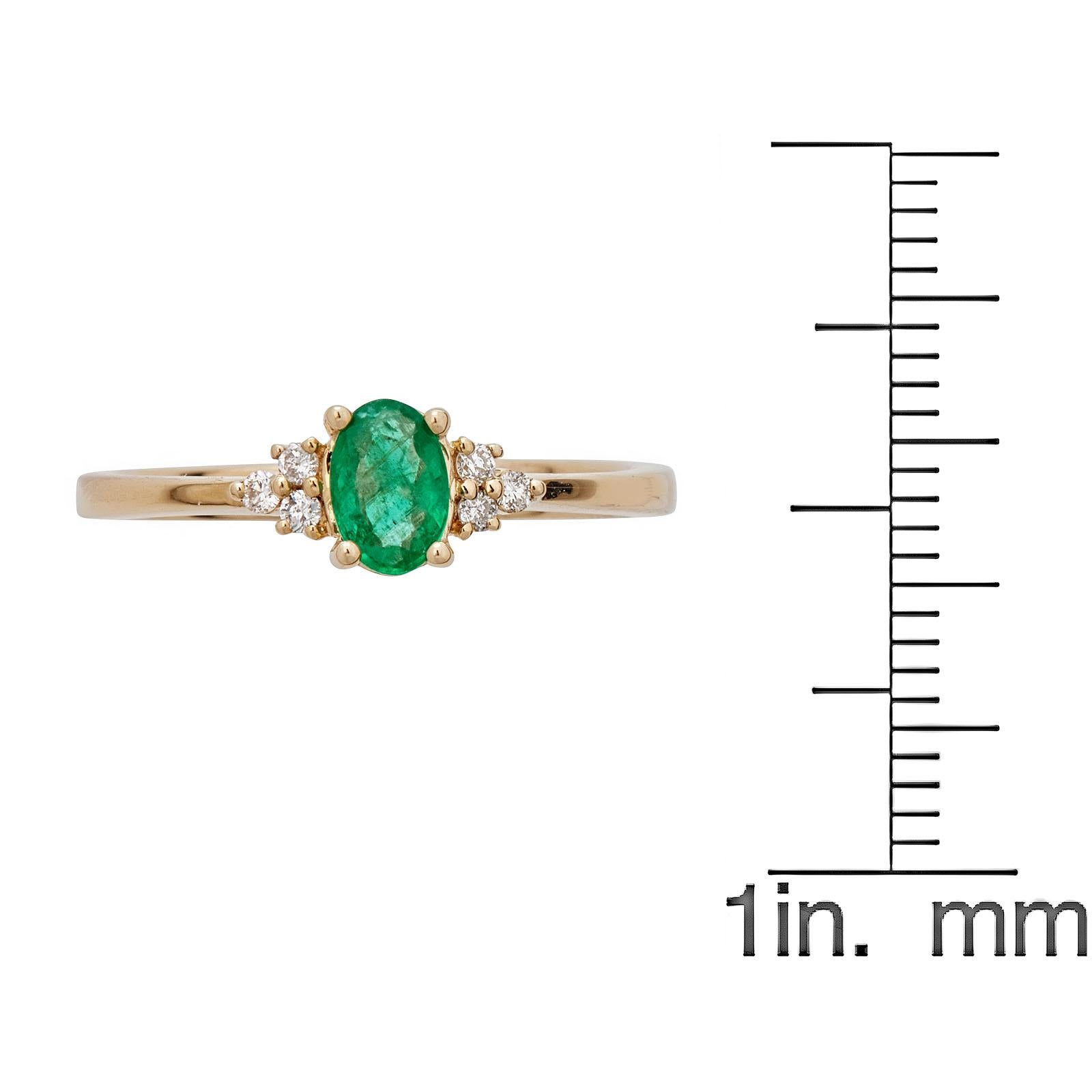 Emerald Cut 0.40 Carat Emerald and Diamond 14 Karat Yellow Gold Ring