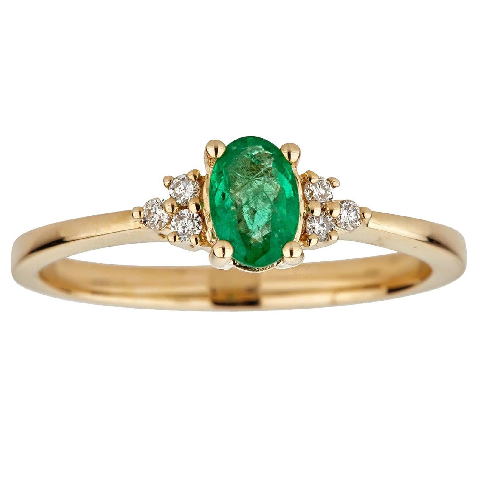 0,40 Karat Smaragd- und Diamantring aus 14 Karat Gelbgold