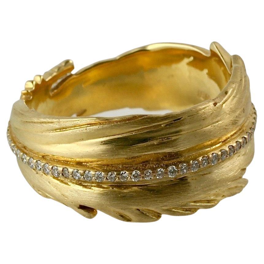 0,40 Quilates Eternidad Diamantes Anillo Pluma Oro Amarillo 18K c/ por Ellie Thompson