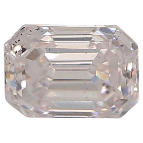 0.40 Carat Faint Pink Emerald Cut Diamond SI2 Clarity GIA Certified For Sale