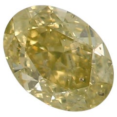 Diamant taille ovale de 0,40 carat de couleur brunâtre vert-de-jaune fantaisie certifié GIA