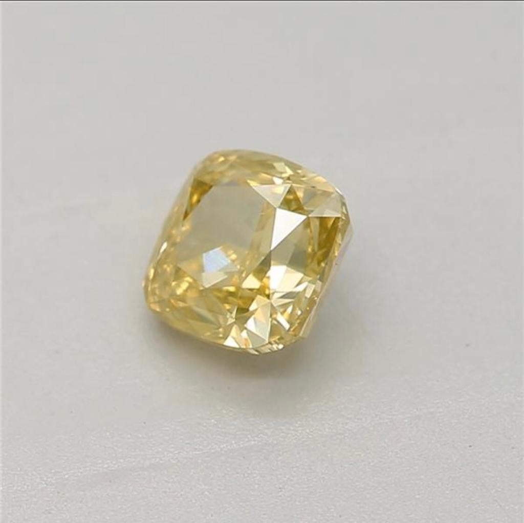 0.40 Carat Fancy Deep Yellow Cushion shaped diamond SI1 Clarity GIA Certified 5