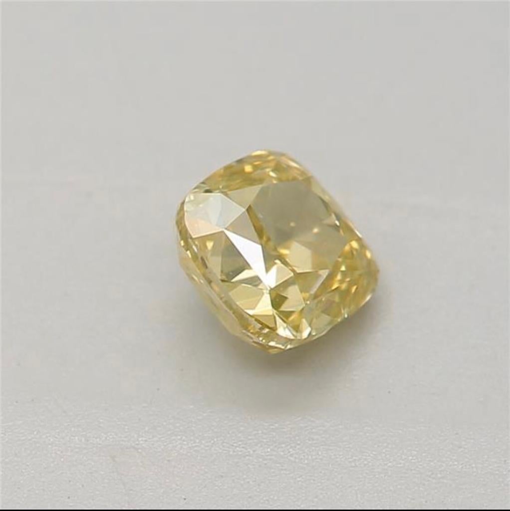 Women's or Men's 0.40 Carat Fancy Deep Yellow Cushion shaped diamond SI1 Clarity GIA Certified