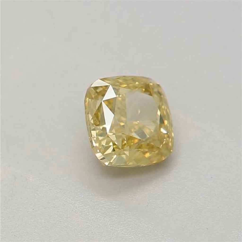 0.40 Carat Fancy Deep Yellow Cushion shaped diamond SI1 Clarity GIA Certified 2