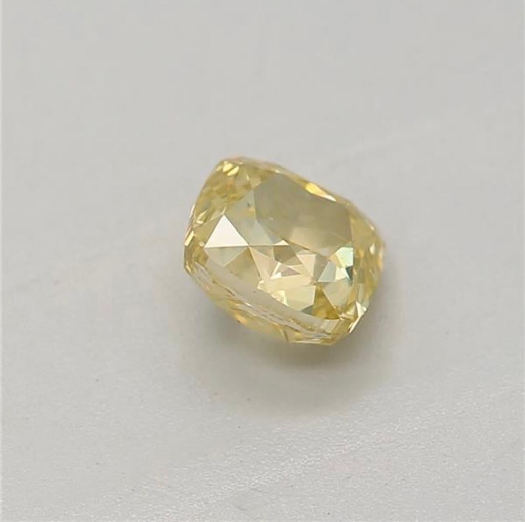 0.40 Carat Fancy Deep Yellow Cushion shaped diamond SI1 Clarity GIA Certified 3
