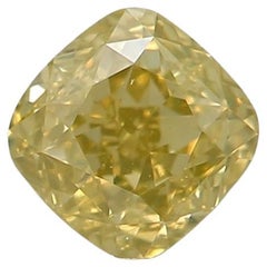 0.40 Carat Fancy Deep Yellow Cushion shaped diamond SI1 Clarity GIA Certified