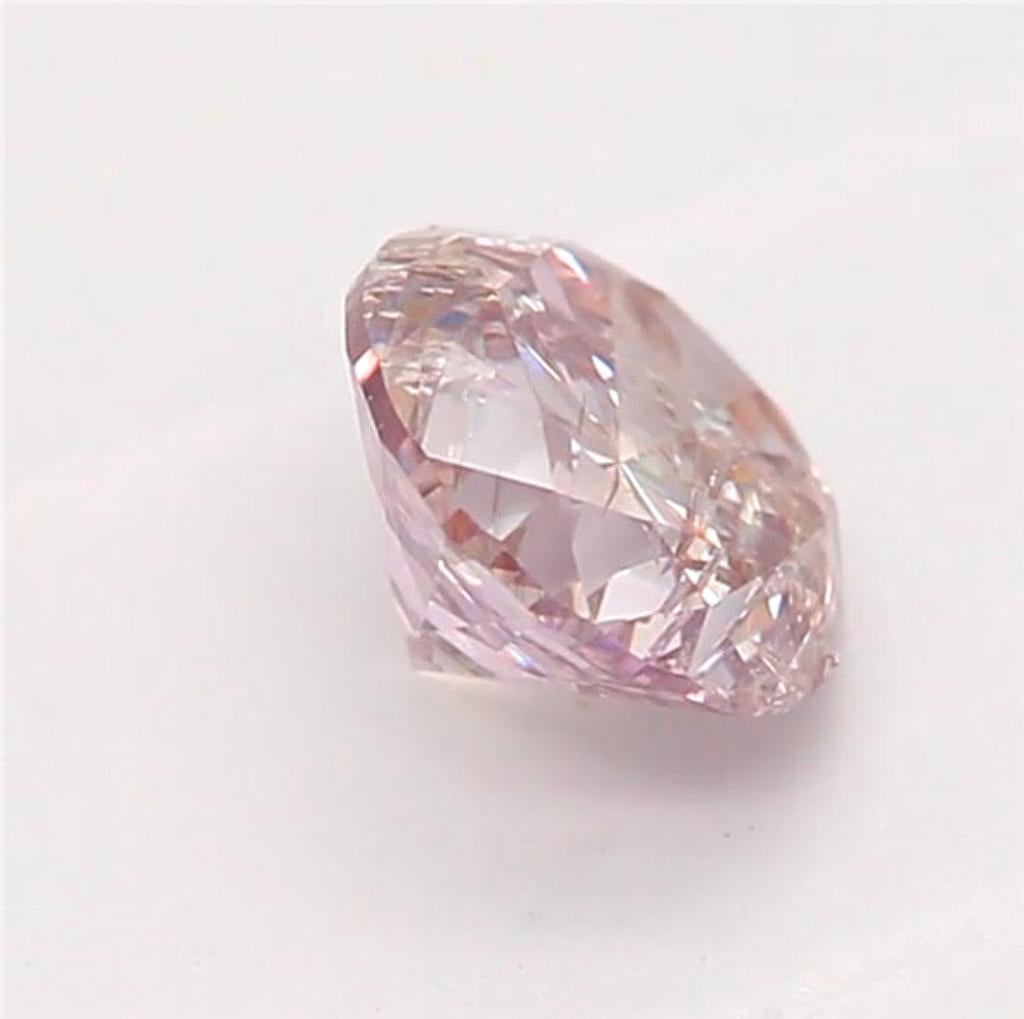 Round Cut 0.40 Carat Fancy Light Brownish Purplish Pink Round Diamond I1 Clarity CGL Cert For Sale