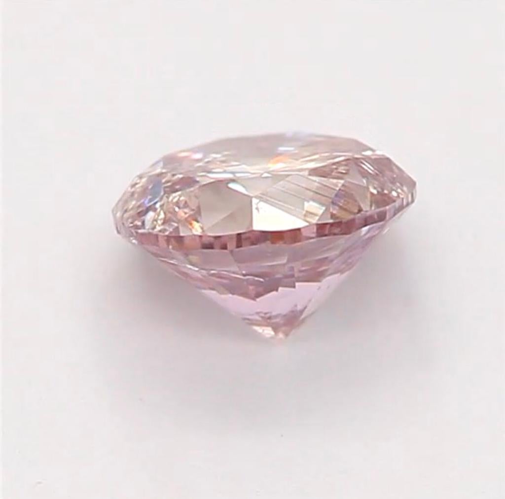 0.40 Carat Fancy Light Brownish Purplish Pink Round Diamond I1 Clarity CGL Cert In New Condition For Sale In Kowloon, HK