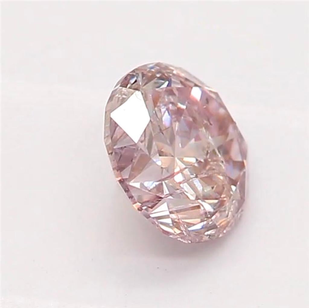 Women's or Men's 0.40 Carat Fancy Light Brownish Purplish Pink Round Diamond I1 Clarity CGL Cert For Sale
