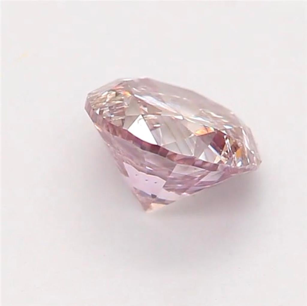 0.40 Carat Fancy Light Brownish Purplish Pink Round Diamond I1 Clarity CGL Cert For Sale 1