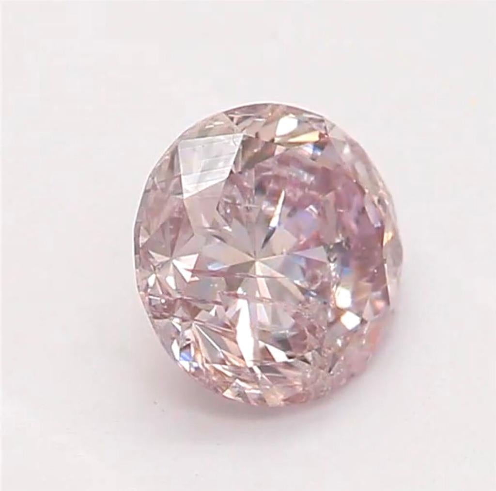 0.40 Carat Fancy Light Brownish Purplish Pink Round Diamond I1 Clarity CGL Cert For Sale 2