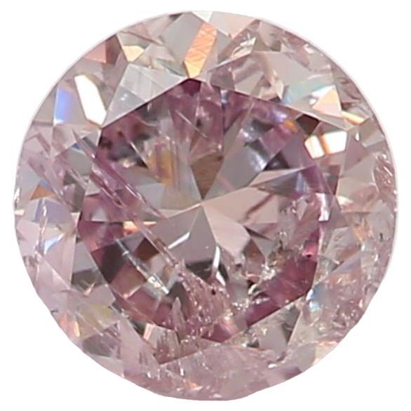 0.40 Carat Fancy Light Brownish Purplish Pink Round Diamond I1 Clarity CGL Cert For Sale
