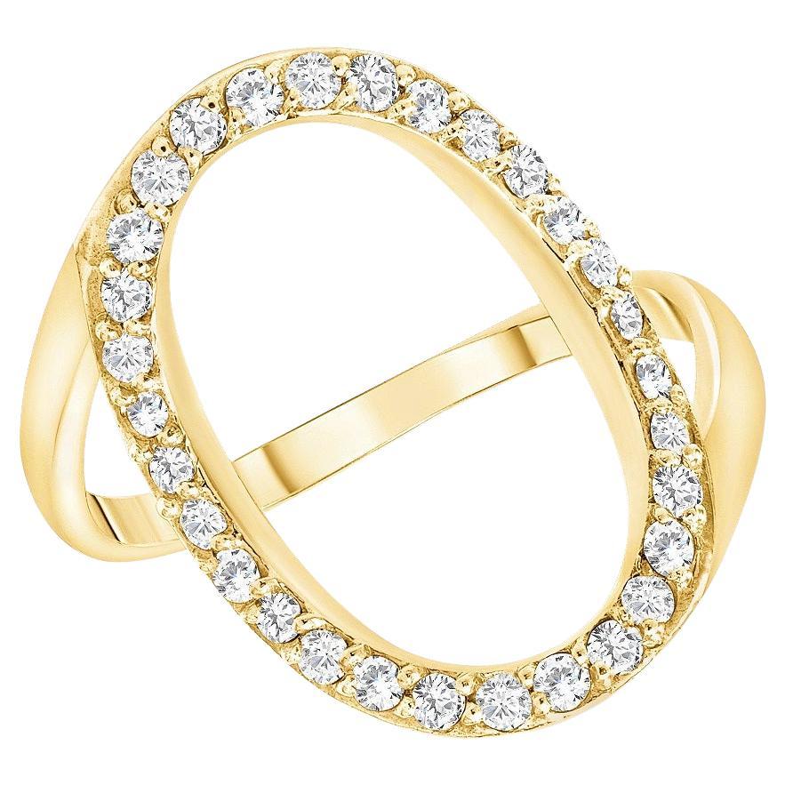 0.40 Carat Hoop O Diamond Studded Gold Ring
