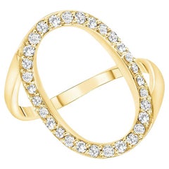 0.40 Carat Hoop O Diamond Studded Gold Ring