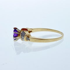 0.40 Carat Marquise Amethyst and Diamond Cocktail Ring in 14 Karat Yellow Gold