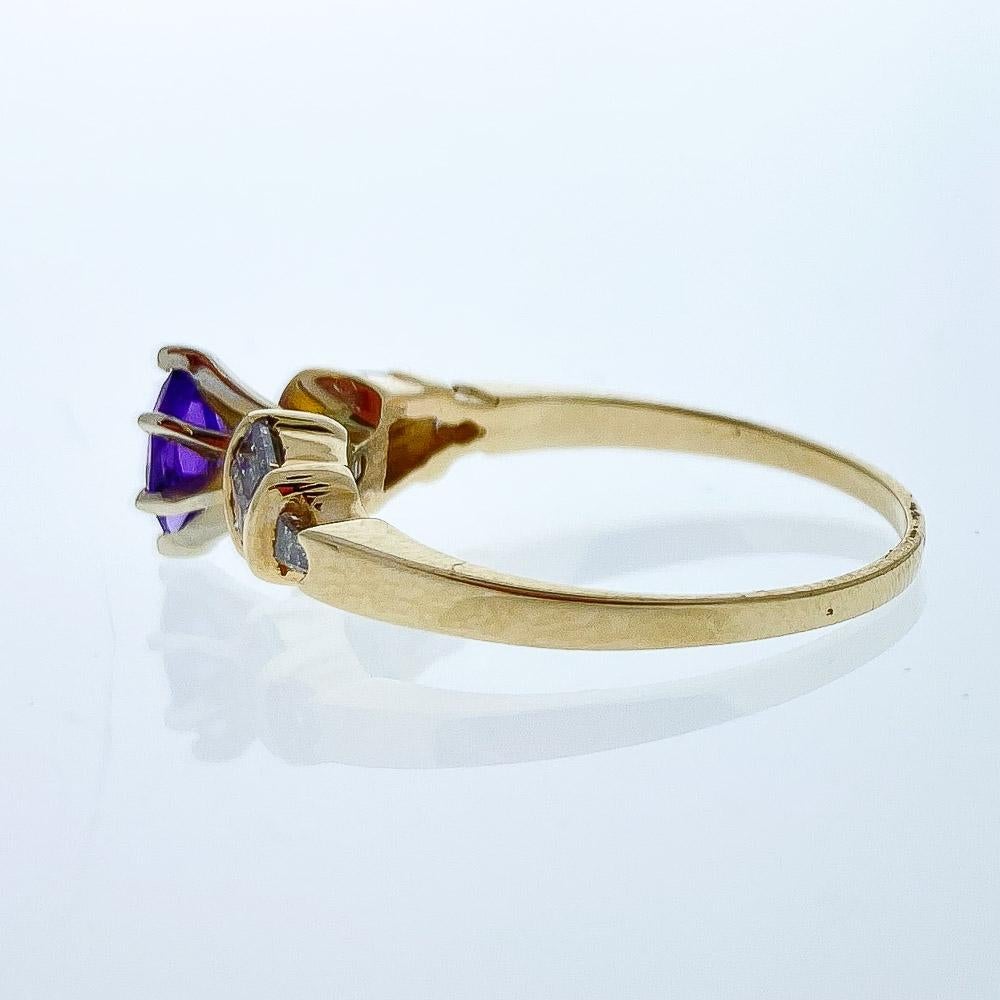 Contemporary 0.40 Carat Marquise Amethyst and Diamond Cocktail Ring in 14 Karat Yellow Gold