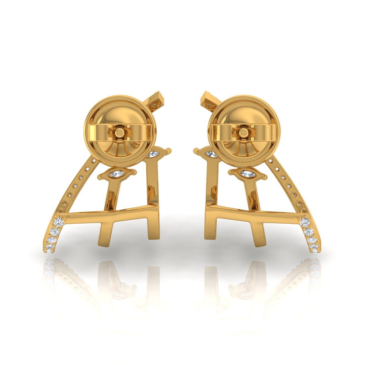 Moderne Boucles d'oreilles en or jaune 18 carats avec diamants marquises de 0,40 carat, fabrication artisanale en vente