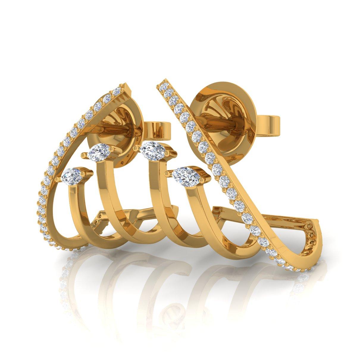 Taille Marquise Boucles d'oreilles en or jaune 18 carats avec diamants marquises de 0,40 carat, fabrication artisanale en vente