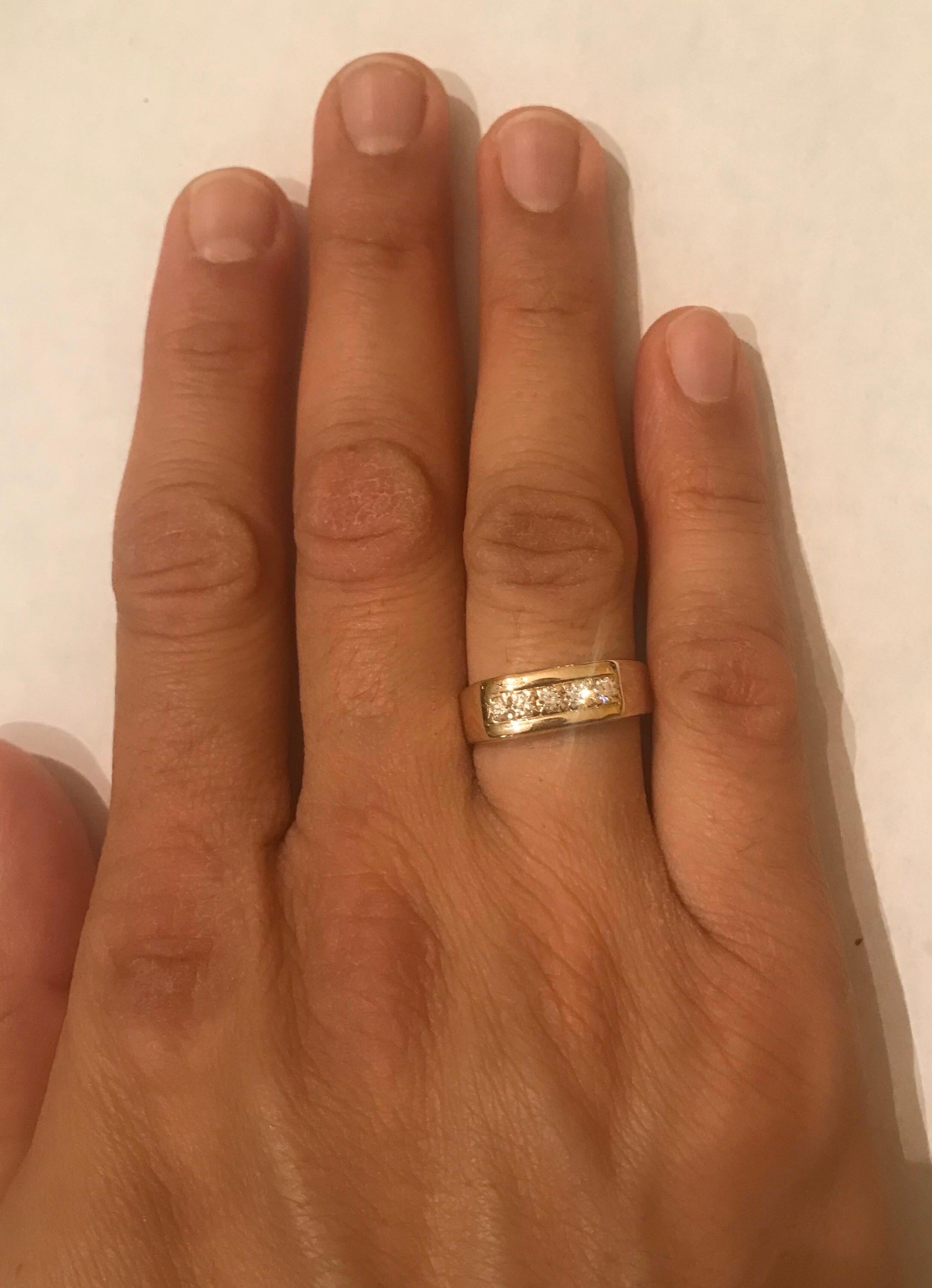Round Cut 0.40 Carat Men's Diamond Band 14 Karat Yellow Gold
