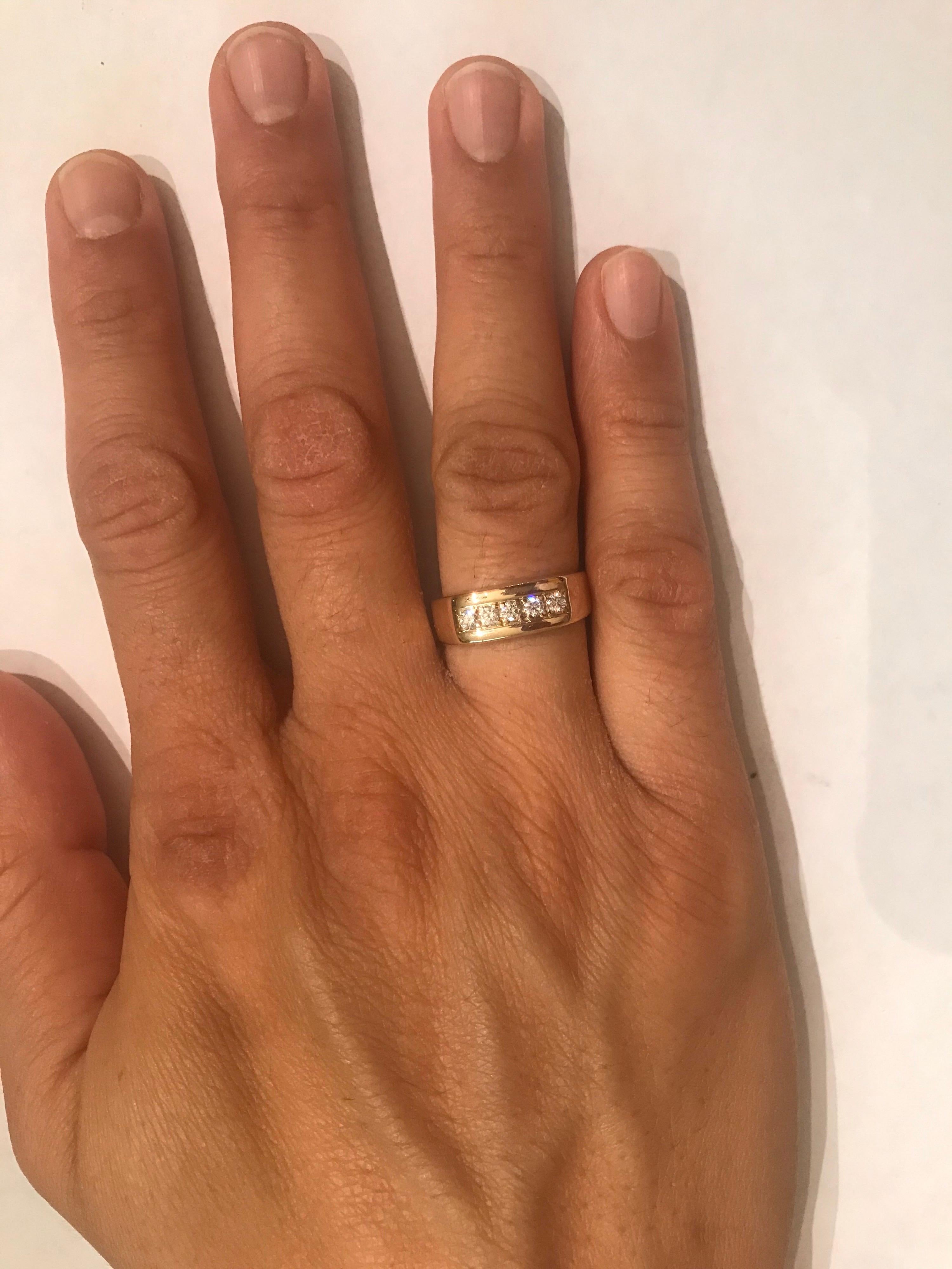 0.40 Carat Men's Diamond Band 14 Karat Yellow Gold In New Condition In Los Angeles, CA