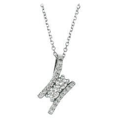 0.40 Carat Natural 2-Stone Diamond Necklace 14 Karat White Gold G SI Chain