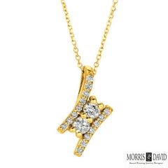 0.40 Carat Natural 2-Stone Diamond Necklace 14 Karat White Gold G SI Chain