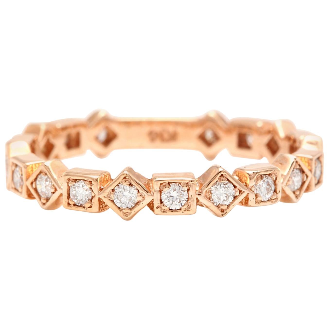 0.40 Carat Natural Diamond 14 Karat Solid Rose Gold Band Ring For Sale