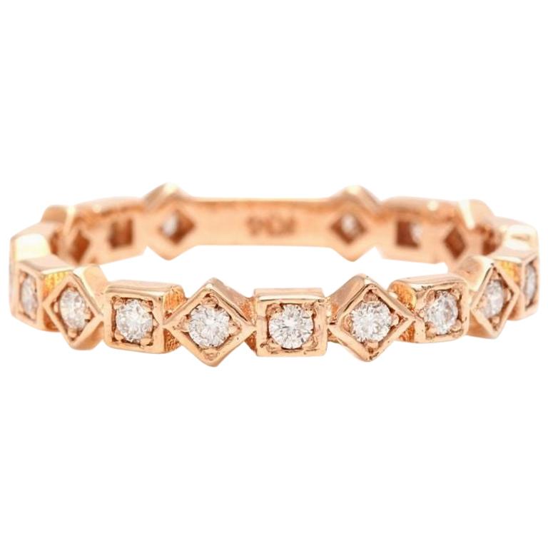 0.40 Carat Natural Diamond 14 Karat Solid Rose Gold Band Ring For Sale