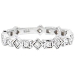 0.40 Carat Natural Diamond 14 Karat Solid White Gold Band Ring