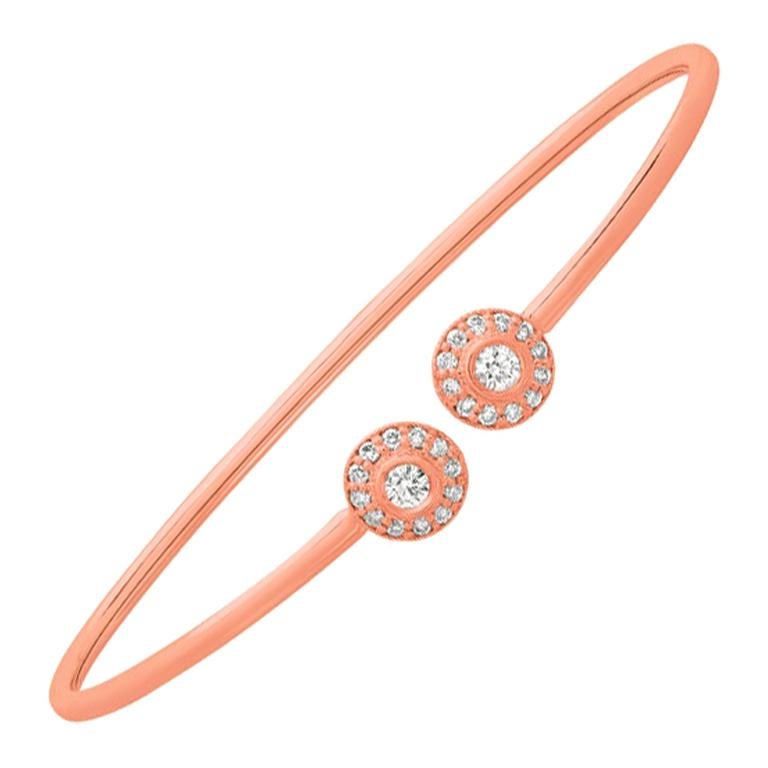 0.40 Carat Natural Diamond Bangle Bracelet G SI 14 Karat Rose Gold