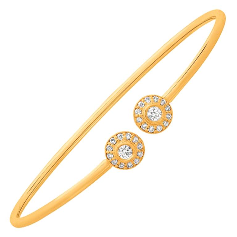 0.40 Carat Natural Diamond Bangle Bracelet G SI 14 Karat Yellow Gold