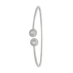 Bracelet jonc en or blanc 14 carats avec diamants naturels de 0,40 carat G SI