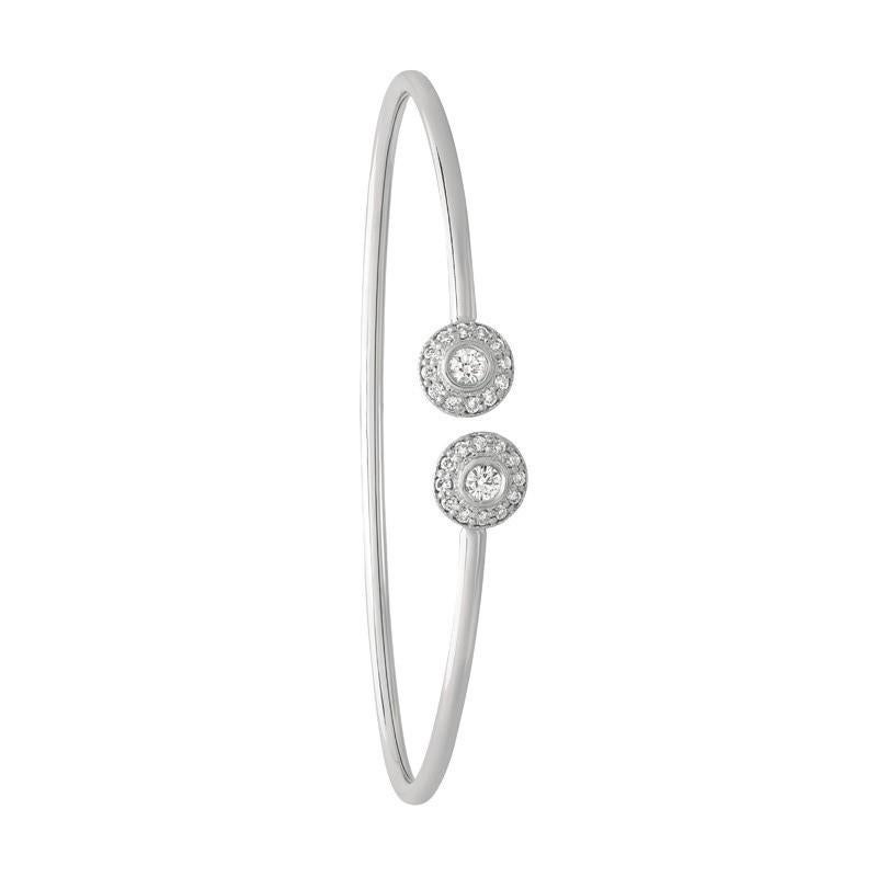 Taille ronde Bracelet jonc en or blanc 14 carats avec diamants naturels de 0,40 carat G SI en vente