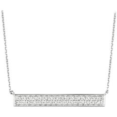 0.40 Carat Natural Diamond Bar Necklace 14 Karat White Gold G SI Chain