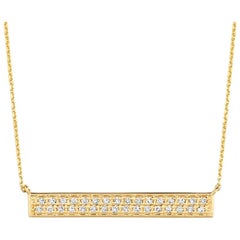 Collier à barre en or jaune 14 carats avec diamants naturels de 0,40 carat et chaîne G SI