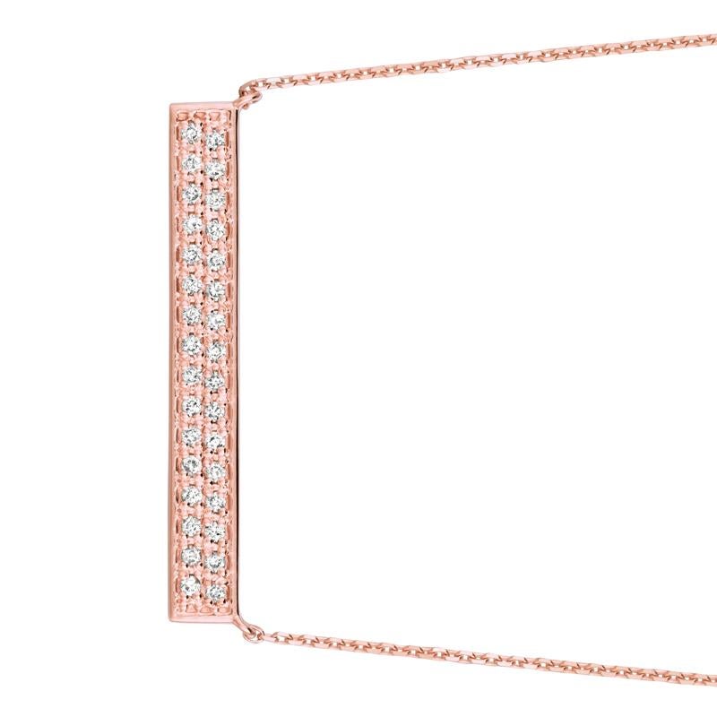 0.40 Carat Natural Diamond Bar Necklace 14K Rose Gold G SI 18 inches chain

100% Natural Diamonds, Not Enhanced in any way Round Cut Diamond Necklace
0.40CT
G-H
SI
14K Rose Gold Pave style 3.3 gram
3/16 inches in length, 1 3/8 inches in width
32