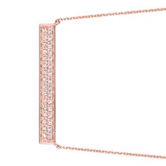 Collana con barretta di diamanti naturali da 0,40 carati, oro rosa 14 carati, catena G SI
