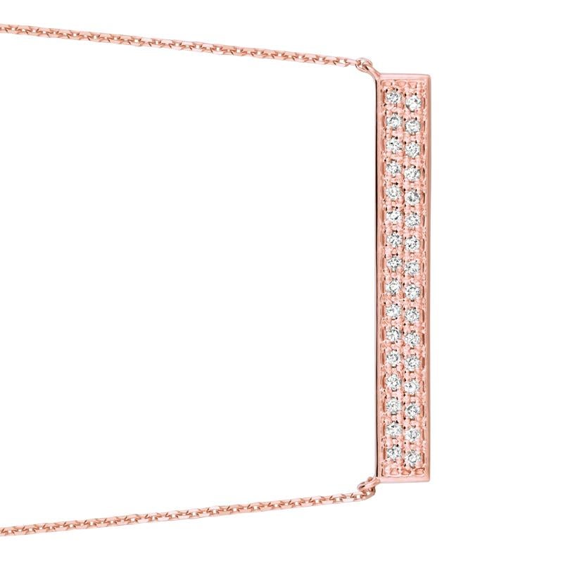 Contemporary 0.40 Carat Natural Diamond Bar Necklace 14 Karat Rose Gold G SI Chain For Sale