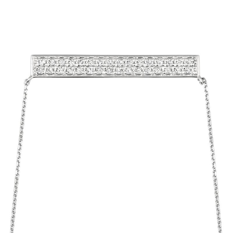 Contemporary 0.40 Carat Natural Diamond Bar Necklace 14 Karat White Gold G SI Chain For Sale