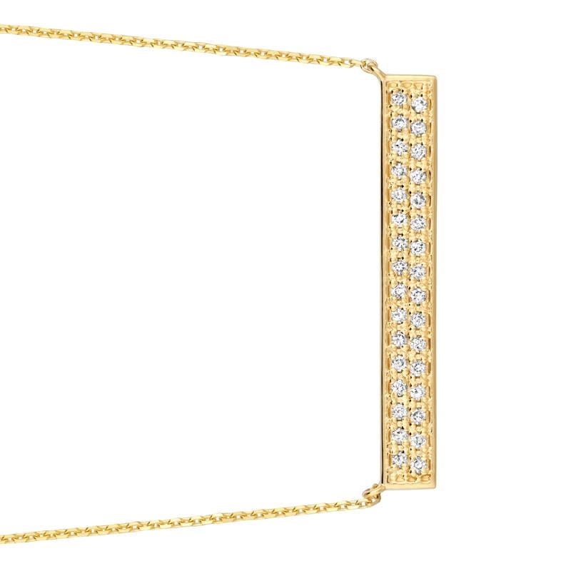 Contemporary 0.40 Carat Natural Diamond Bar Necklace 14 Karat Yellow Gold G SI Chain For Sale